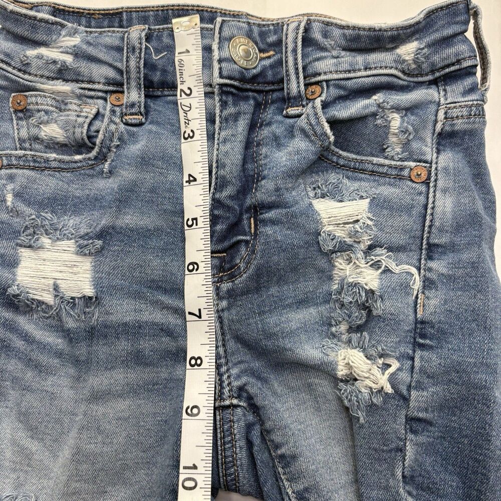 American Eagle Super Stretch Shorts Womens 000 Distressed Denim Cutoff - Picture 14 of 16